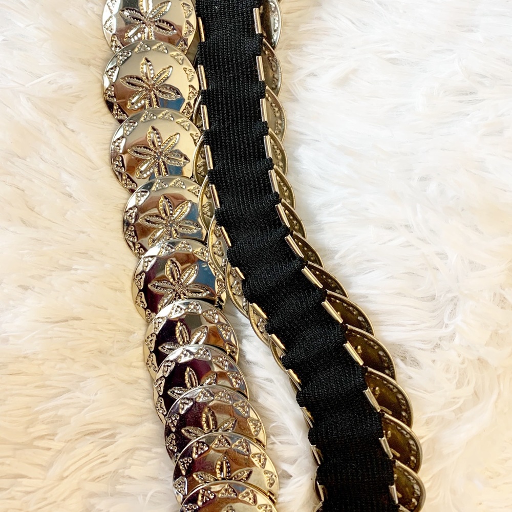 Vintage Belt Southwestern Concho Belt Silver Tone Stretch Belt Women's Retro